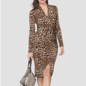 Joseph Ribkoff 193551 Beige/Black Animal Print Dress size 10 nwt